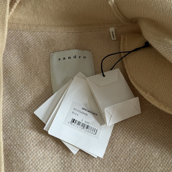 New Sandro Glenda Plaid Wool Cashmere
Cardigan Ecru Diamond Argyle Knit - Picture 15 of 16